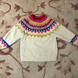 Hanna Andersson Fuzzy Yoke Multicolor Winter Warm Sweater 6-7Y